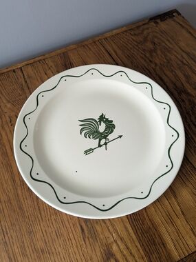 Royal China Sun Up Rooster Weathervane - Green - 12" Chop Plate Charger